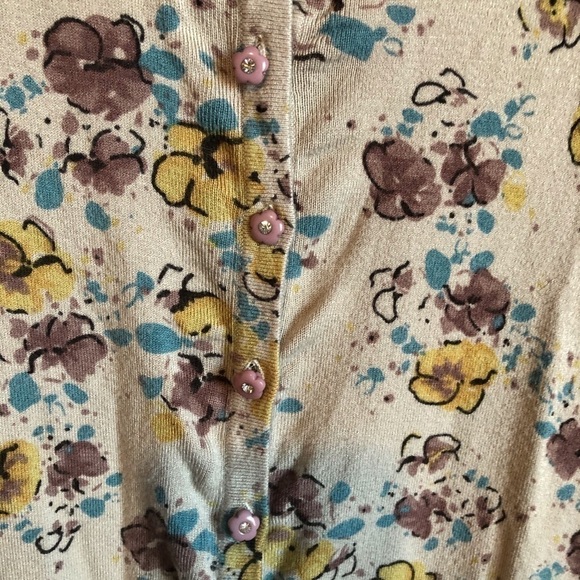ASOS Darling Ditzy Floral Artsy Neutral Short Sleeve Cardigan - Picture 4 of 8